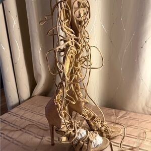 Cape Robbin Tan Lace-Up Heels